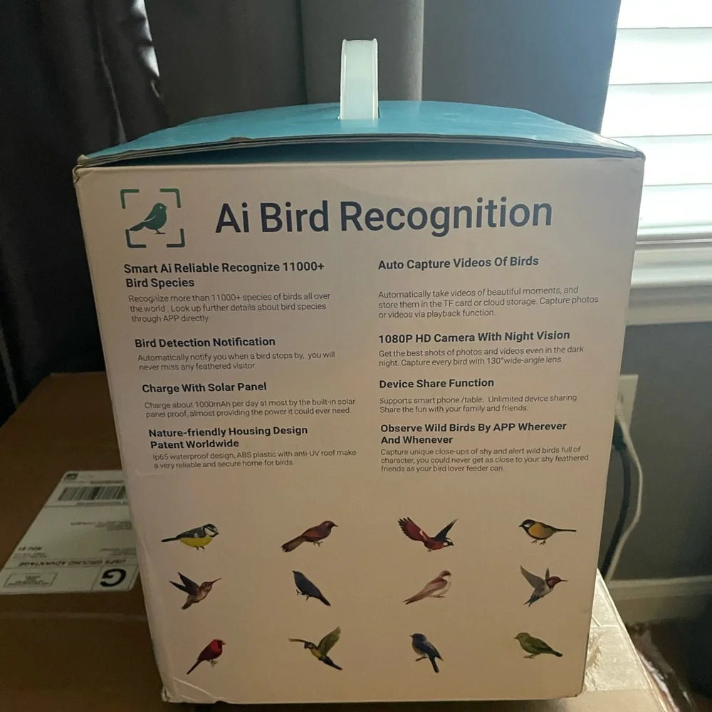 Smart AI Recognition Bird Feeder - Blue and White